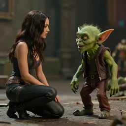 Miniature of Megan Fox talking with a Goblin, in the movie Alien(1990).