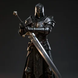 a mystic knight holding a giant sword with both hands, dark souls character, highly detailed, octane render