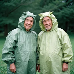 a martin parr photo of a grandpa couple, wearing weird trash costumes, fujifilm velvia 5 0