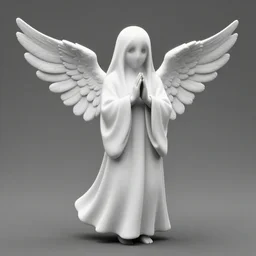 A white surreal ghost of an angel, black and white, rendered in Cinema4D