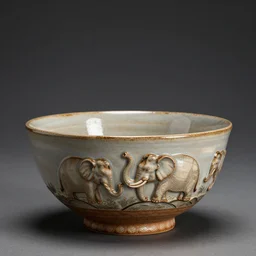 elephant raku sugar bowl, as elephants