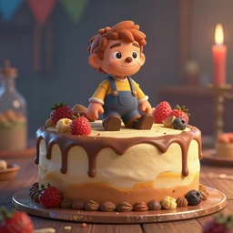 birthday cake, in the style of craola, shallow depth of field, highly detailed, digital painting, trending artstation, concept art, illustration, cinematic lighting, vibrant colors, photorealism, epic, octane render