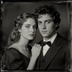 Man and woman in love, longshot, daguerrotype