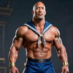 dwayne johnson as sailor jupiter, hyperrealistic, artstation,