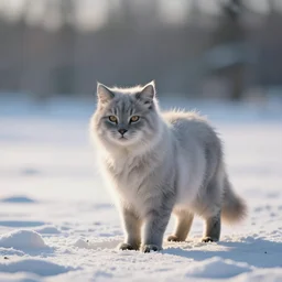 a fuzzy animal in snow, cinematic look, god lighting, 4 k, beautiful landscape