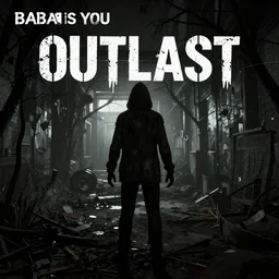 a screenshot of outlast ( pc 2 0 1 3 ), a screenshot of baba is you ( pc 2 0 1 9 )