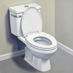 a detailed acrylic painting of a toilet, the artist is charles burns, alex grey
