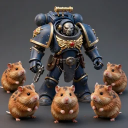 Warhammer 40k hamsters, super detailed, high quality, photorealistic