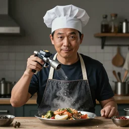 airbrushed portrait of 'The Final Boss of Cooking'