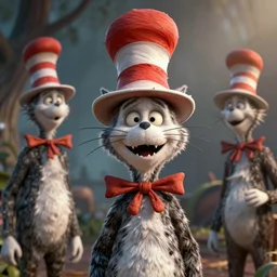 complex 3 d render, hyper detailed, ultra sharp, of the cat in the hat, scary, cinematic, natural soft light, rim light, octane render, art by greg rutkowski and craig mullins and artgerm, dr seuss