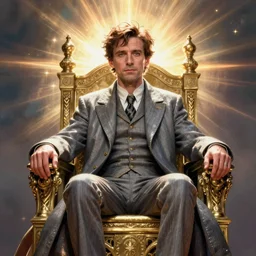 David Tennant as a god of time sitting on the throne of endless power