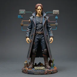 an intricate detailed paper mâché statue of the Lord of TCP/IP and Subnetting, style of The Matrix, Blade Runner, Cyberpunk 2077 , s 2700, ar 63:88