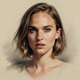 natalie portman closeup sketch bob haircut