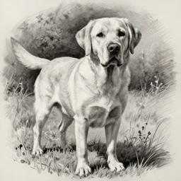 a perfect pencil sketch of a Labrador