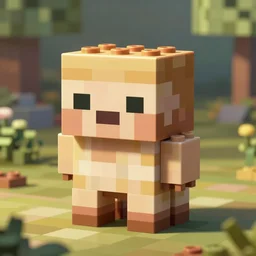 small creatures made of a single brick, four legged, quadrupedal, cute looking, kawaii, sharp focus, character sheet, game concept art, blocky, lego mixels, flat toon style like katamari damacy inspired, pokemon inspired, blocky like minecraft