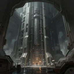 scifi art by Greg Rutkowski, the ship's reactor room, large, brutalist and ominous, produces a mixture of agoraphobia and claustrophobia, claustrophobic and futuristic environment, detailed and intricate environment, high technology, digital painting, artstation, concept art, smooth, sharp foccus ilustration, Artstation HQ.