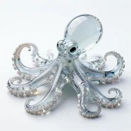 octopus made of clear glass, extreme detail 8 k photo