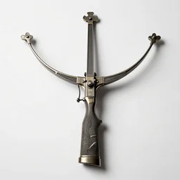 art deco crossbow, professional product shot, isolated on a pure white background, centered, entire object in frame, sharp focus, soft studio lighting