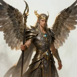 A male fairy druid with hawk wings, D&D Art, detailed, rim light, diffused, intricate, by Tyler Jacobson