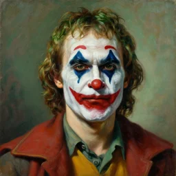 oil painting portrait of julius caesar with joker's face paint on his face, 8 k, very detailed, very intricate,