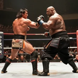 Samurai John Cena vs samurai the rock, fight scene , a duel , film still