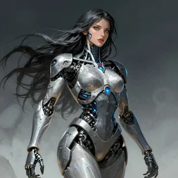 Full lengh of a cyborg goddess by Wayne Barlowe and Peter Mohrbacher, detailed, sharp, digital art, trending on Artstation