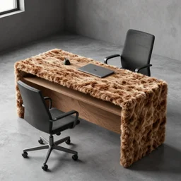 an office desk with fur texture, digital art, octane render, 4k, 8k, 32k uhd