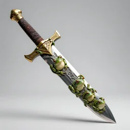 a greatsword with the blade made out of many frogs, highly detailed, studio lighting