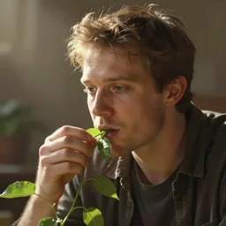 a man eating a man eating plant, digital art