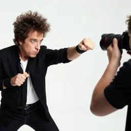 pov bob dylan throwing a punch at the photographer