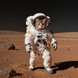 sketch of kitten in spacesuit on Mars