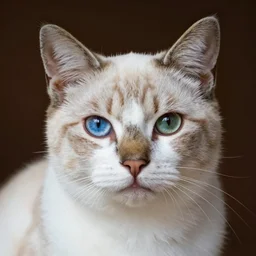 portrait of a beautiful european cat with a blue eye and a green eye, hyper realistic, hyper detailed, photorealistic, ambient lighting, dlsr