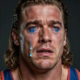 realistic portrait of randy macho man savage, crying big blue tears, by james jean, by ross tran, ultra detailed, character design, concept art, trending on artstation,