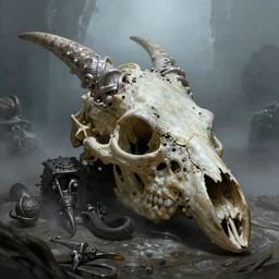 dragon skull, cellar, Game of Thrones, foggy atmosphere, volumetric lighting, fantasy artwork, very beautiful scenery, very realistic painting effect, hd, hdr, cinematic 4k wallpaper, 8k, ultra detailed, high resolution, artstation
