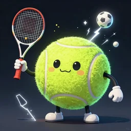 a tennis ball monster ,tennis ball, lightning, chalk, digital art, fantasy, magic, trending on artstation, ultra detailed, professional illustration by Basil Gogos