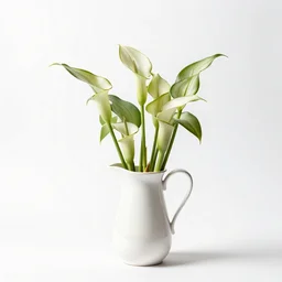 white pitcher plant, high detail photograph, full body, isolated on a pure white background, centered, entire subject in frame, sharp focus, soft studio lighting
