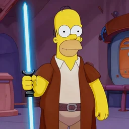 Real-life Homer Simpson as Obi-Wan Kenobi in Star wars (1977) cinemascope and technicolor