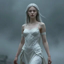 Medium Shot photo of modern goddes of war misty, elegant, highly detailed, smooth, sharp focus, illustration, beautiful, geometric, trending on artstation, cinematic, artwork by WLOP