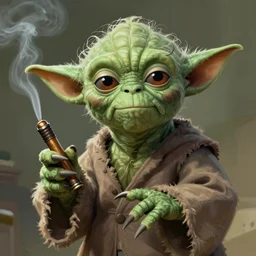 Yoda smoking a blunt, Digital painting