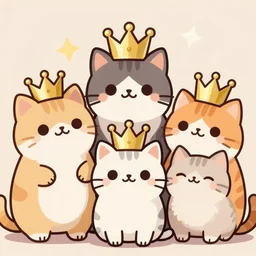 cute cat family wearing crowns , digital art , trending on artstation , 4k , HD
