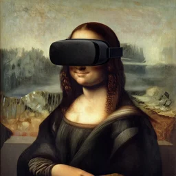 portrait of leonardo da vinci wearing vr headset by rembrandt, chiaroscuro
