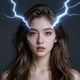 portrait of a girl with comical long hair and a miracle face, high detail, high modernization, cinematic, fantasy lightning, hyperrealistic, hypermaximalist, very fantasy beautiful,