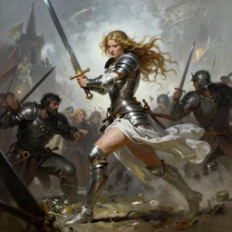 Goddess of war running into battle holding a sword, by Frank Frazetta, Greg Rutkowski, Boris Vallejo, epic fantasy character art, Exquisite detail, elven armor, post-processing, low angle, masterpiece, cinematic