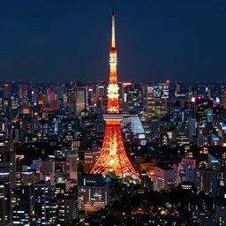 beautiful anime landscape of tokyo at night