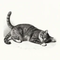engraving of a cat in a quantum superposition of alive and dead, by Gustave Doré