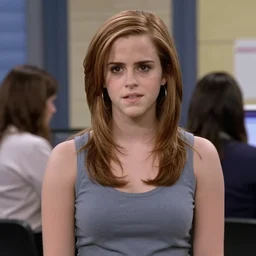 emma watson as pam beasley from the office (2002) screenshot from the office (2002)