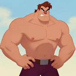 angry muscular man in disney animation style -9