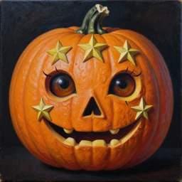 Intricate five star Christmas Themed Pumpkin facial portrait by Pablo Picasso, oil on canvas, HDR, high detail, Photo realistic, hyperrealism,matte finish, high contrast, 3d depth, Centered, masterpiece, vivid and vibrant colors, enhanced light effect, enhanced eye detail,artstationhd