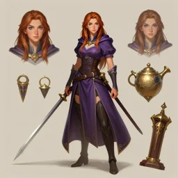 a female mage character turnaround sheet, trending on artstation