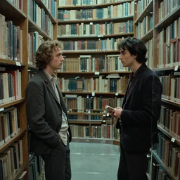 the transparent library, film still from the movie directed by denis villeneuve and david cronenberg with art direction by salvador dali and frank frazetta